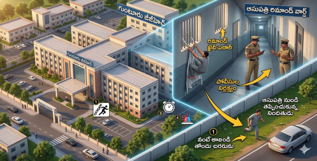 గుంటూరు జీజీహెచ్‌లో రిమాండ్ ఖైదీ పరారీ