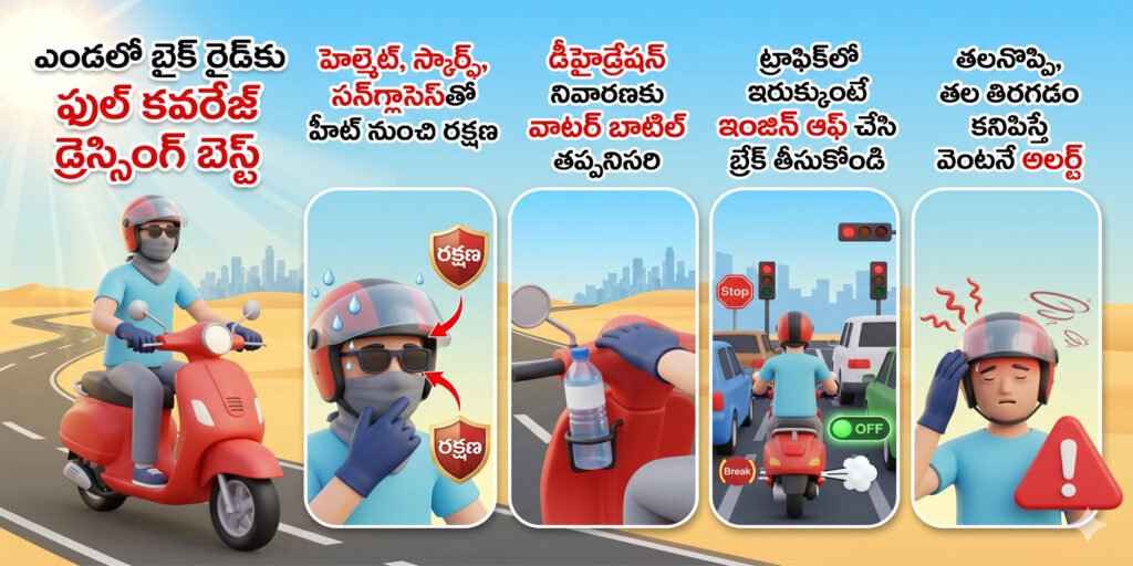 ట్రాఫిక్ + ఎండ = డేంజర్.. ఇలా రైడ్ చేస్తేనే సేఫ్
