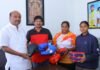 స్పీకర్ చేతుల మీదుగా క్రీడా సామగ్రి పంపిణీ