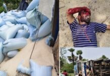 బియ్యం లోడుతో వెళ్తున్న లారీ బోల్తా
