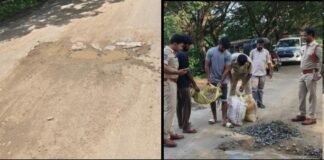 ప్రమాదకర గుంత పూడ్చివేత.. వాహనదారులకు ఊరట